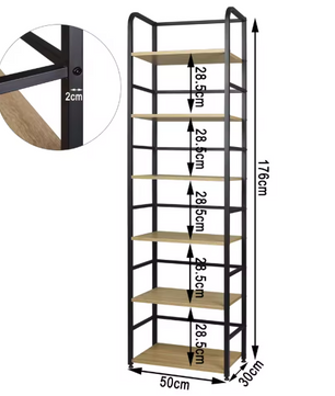 6-Laags Ladder Opbergplank – Smalle Boekenplank voor Badkamer, Keuken en Woonruimte