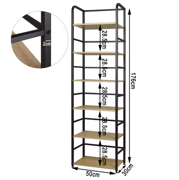 6-Laags Ladder Opbergplank – Smalle Boekenplank voor Badkamer, Keuken en Woonruimte