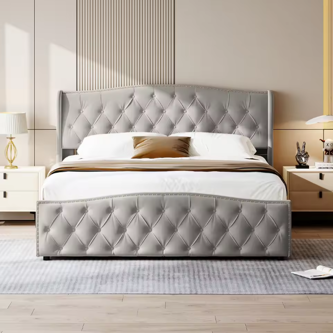 Gestoffeerd Hydraulisch Opbergbed – Modern Tweepersoonsbed 140/160 × 200 cm