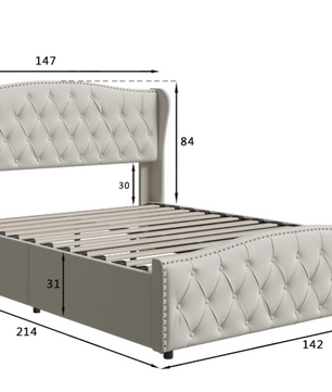 Gestoffeerd Hydraulisch Opbergbed – Modern Tweepersoonsbed 140/160 × 200 cm
