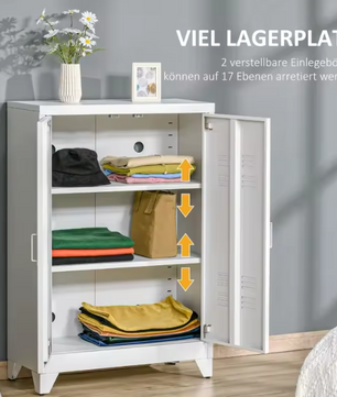 Metalen Archiefkast met Dubbele Deur en Verstelbare Planken