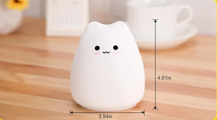 Schattig Kat Nachtlampje – Siliconen LED Lamp met Touch en 7 Kleuren