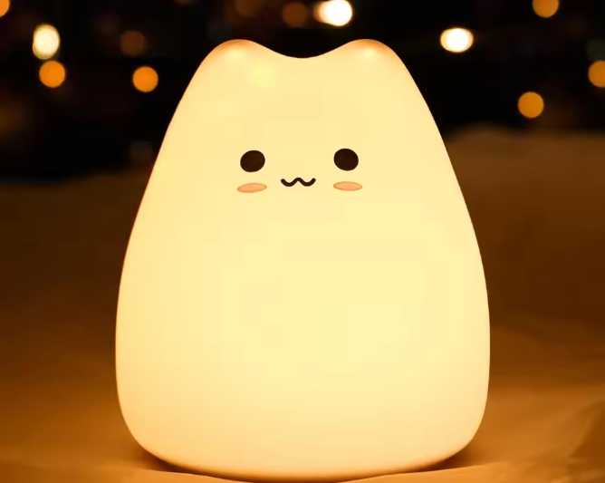 Schattig Kat Nachtlampje – Siliconen LED Lamp met Touch en 7 Kleuren