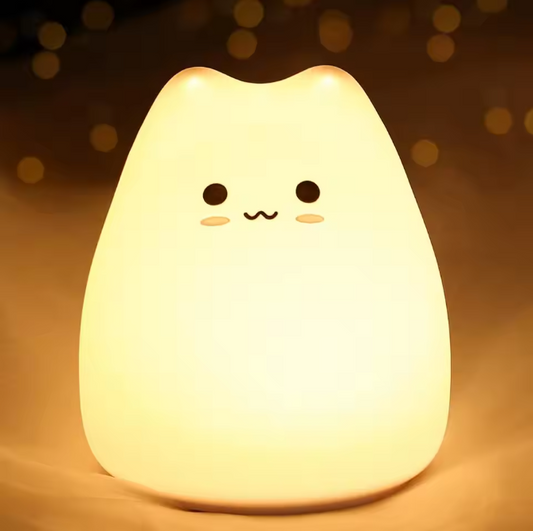 Schattig Kat Nachtlampje – Siliconen LED Lamp met Touch en 7 Kleuren