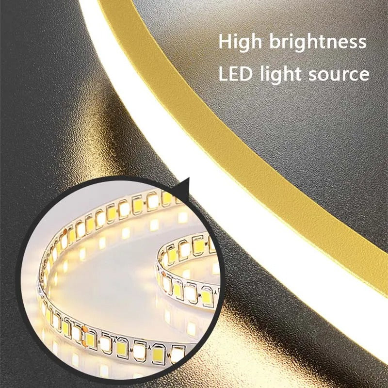 Moderne LED Kroonluchter met Cirkel Design – Luxe Minimalistische Hanglamp van Metaal & Acryl – LED Ringlamp voor Woonkamer, Eettafel & Restaurant (220V)