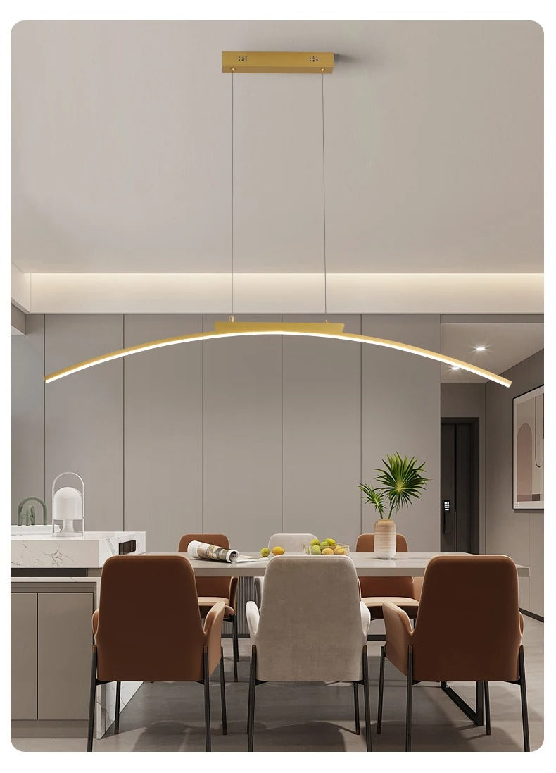 Moderne LED Boog Hanglamp 100 cm – Dimbare Arc Design Lamp van Aluminium & IJzer – Energiezuinig, 3000–6500K – Voor Eetkamer, Woonkamer & Keuken
