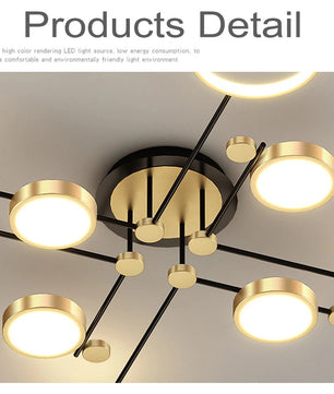 Moderne LED Hanglamp met Afstandsbediening – Dimbaar Goud & Zwart Aluminium Armatuur – Verstelbare Kleurtemperatuur voor Woonkamer, Eetkamer & Keuken