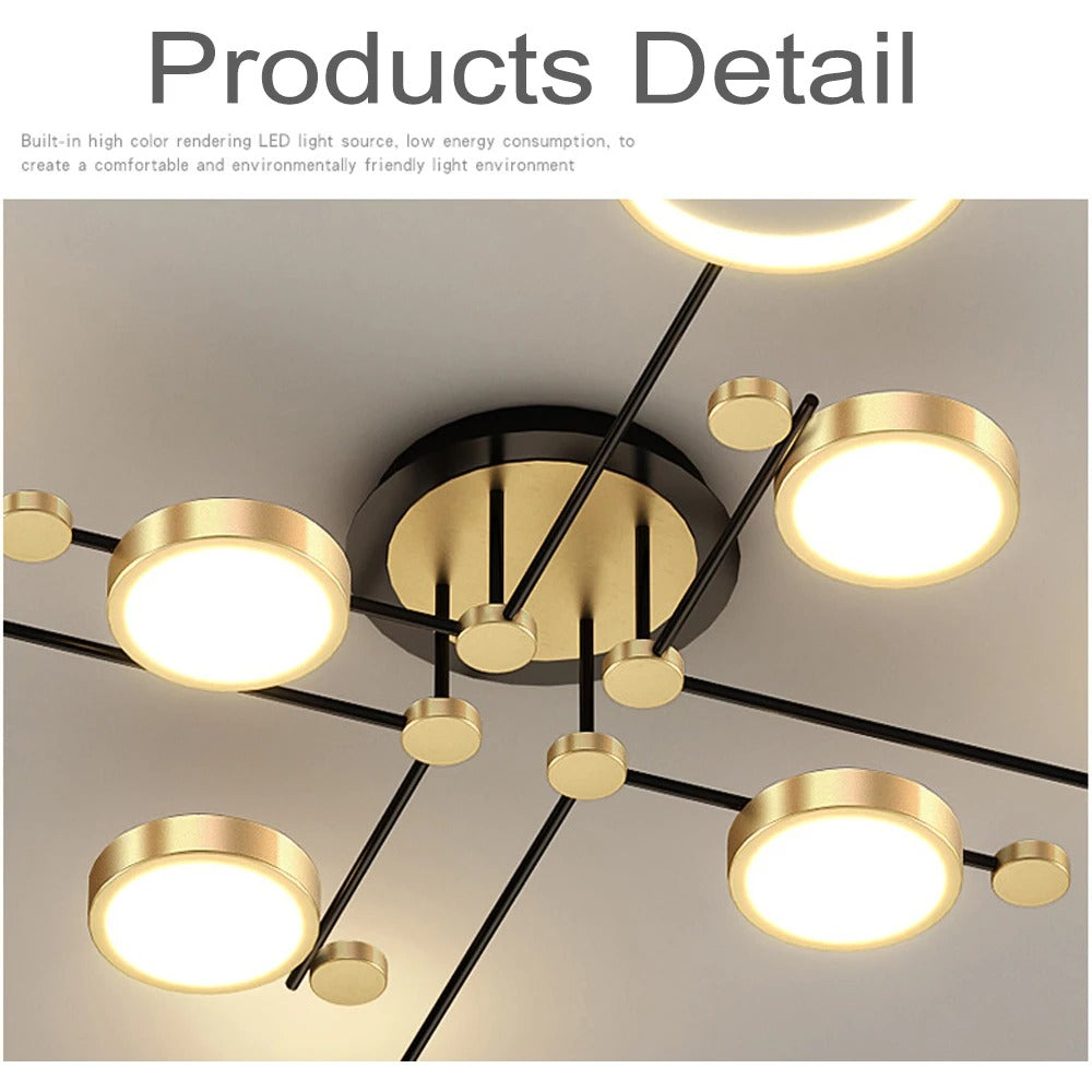 Moderne LED Hanglamp met Afstandsbediening – Dimbaar Goud & Zwart Aluminium Armatuur – Verstelbare Kleurtemperatuur voor Woonkamer, Eetkamer & Keuken