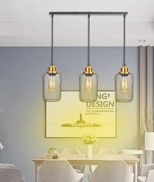 Zwarte Vintage Kooi Hanglamp – Industriële Metalen Plafondlamp – E27 – Open Frame Design voor Café, Bar & Woonkamer