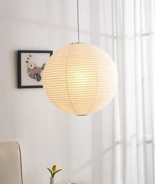 Japanse Rijstpapieren Hanglamp – Wabi Sabi Design – Ronde Papierlamp met E27 Fitting – Zen & Scandinavische Sfeerverlichting voor Woonkamer en Slaapkamer
