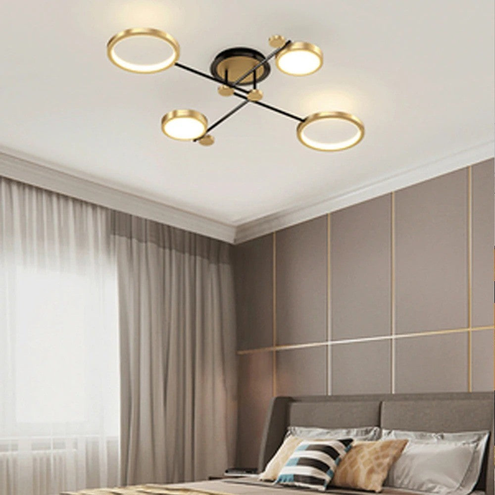 Moderne LED Hanglamp met Afstandsbediening – Dimbaar Goud & Zwart Aluminium Armatuur – Verstelbare Kleurtemperatuur voor Woonkamer, Eetkamer & Keuken