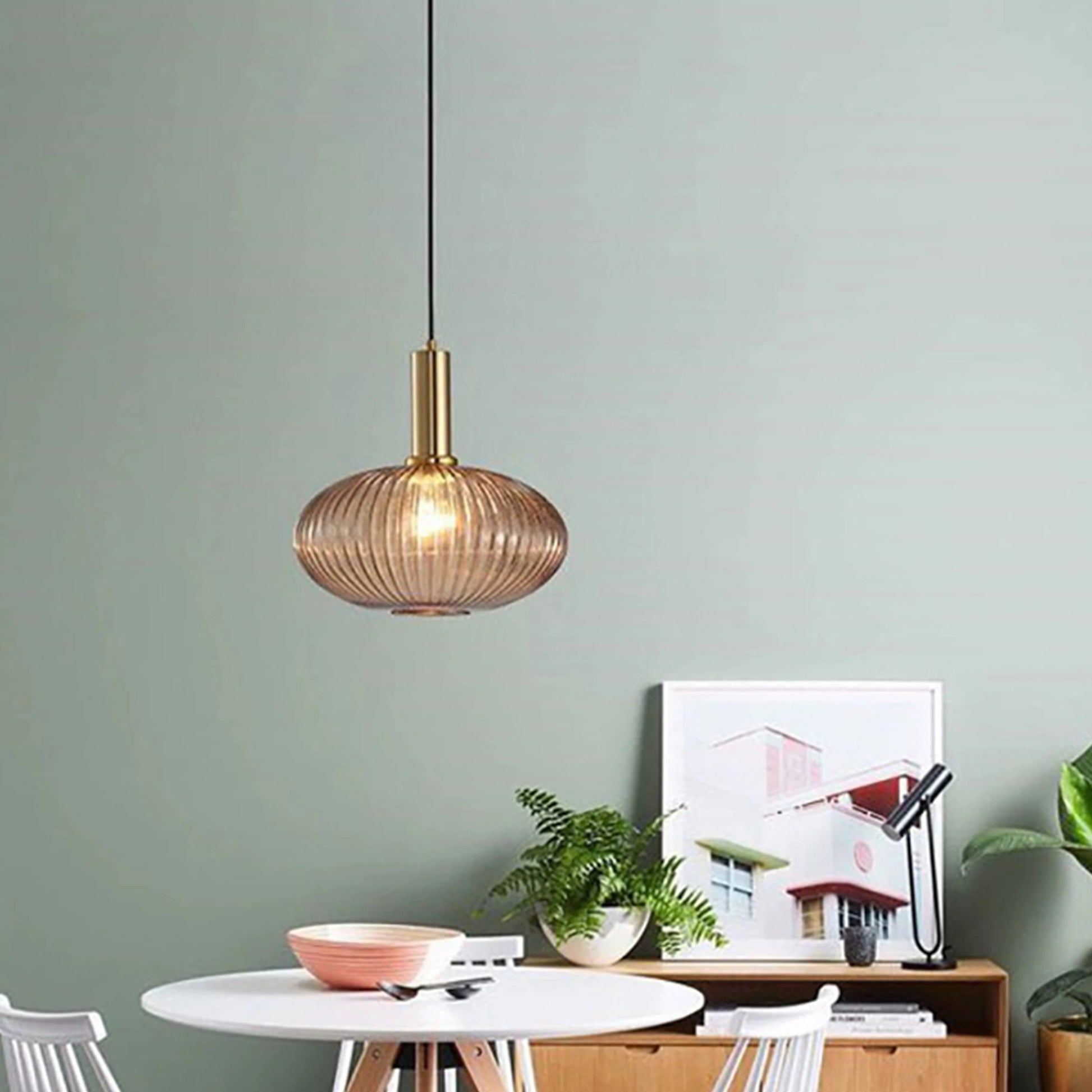 Glazen LED Hanglamp – Retro Luxe Design Hanglamp van Glas & Metaal – Sfeervolle Pendellamp voor Keuken, Eetkamer, Woonkamer & Restaurant