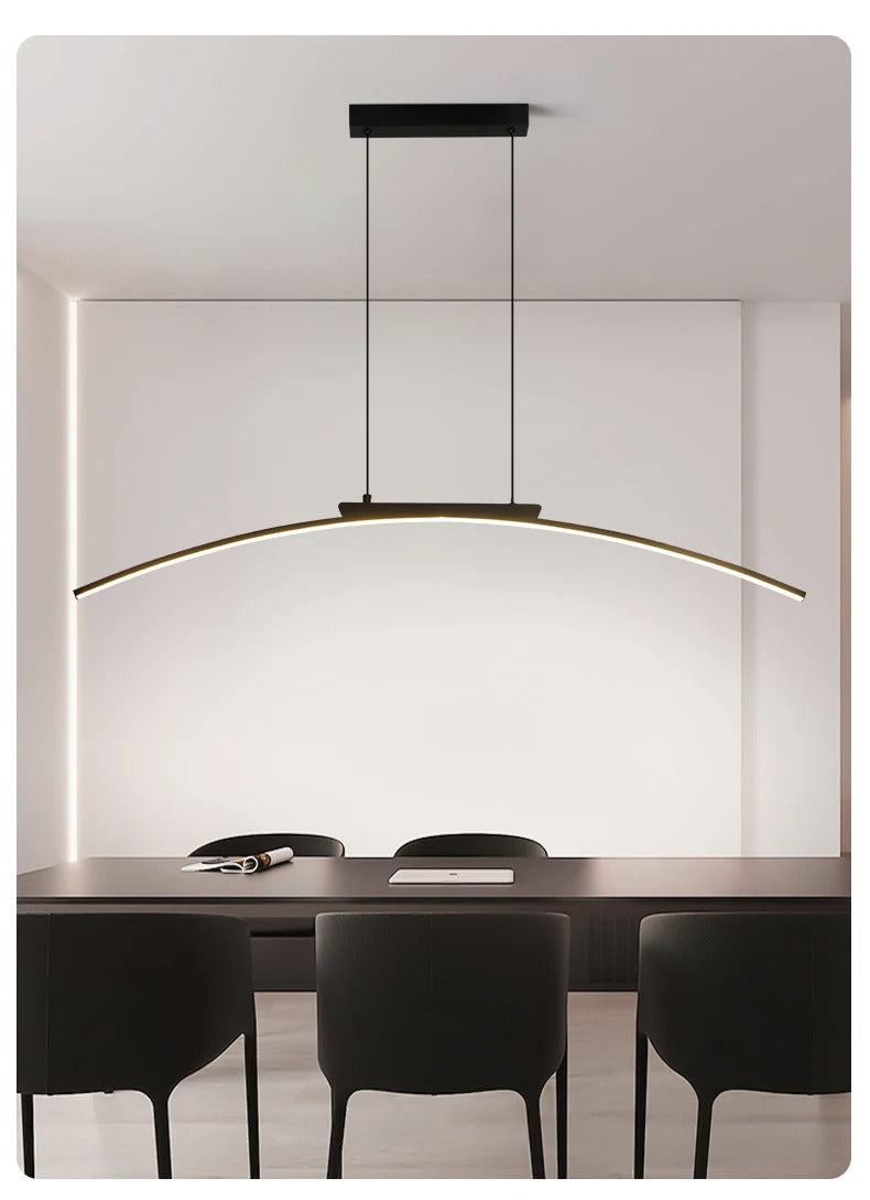 Moderne LED Boog Hanglamp 100 cm – Dimbare Arc Design Lamp van Aluminium & IJzer – Energiezuinig, 3000–6500K – Voor Eetkamer, Woonkamer & Keuken