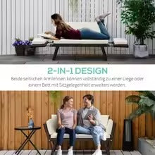 2-Zits Opvouwbare Loungebank met Verstelbare Armleuningen – Stalen Frame & Weerbestendige Rotanlook, Inclusief Kussens – Voor Balkon, Terras & Tuin