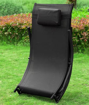 Opvouwbare Tuinligstoel met Kussen – Ergonomisch Gebogen Design, Ademend UV-Bestendig Textiel & Stalen Frame – Geschikt voor Tuin, Balkon & Strand