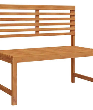 Teakhouten Buitenbank voor 2 Personen – Crème Kussen, Rechthoekig Design & Weerbestendig – 100 cm