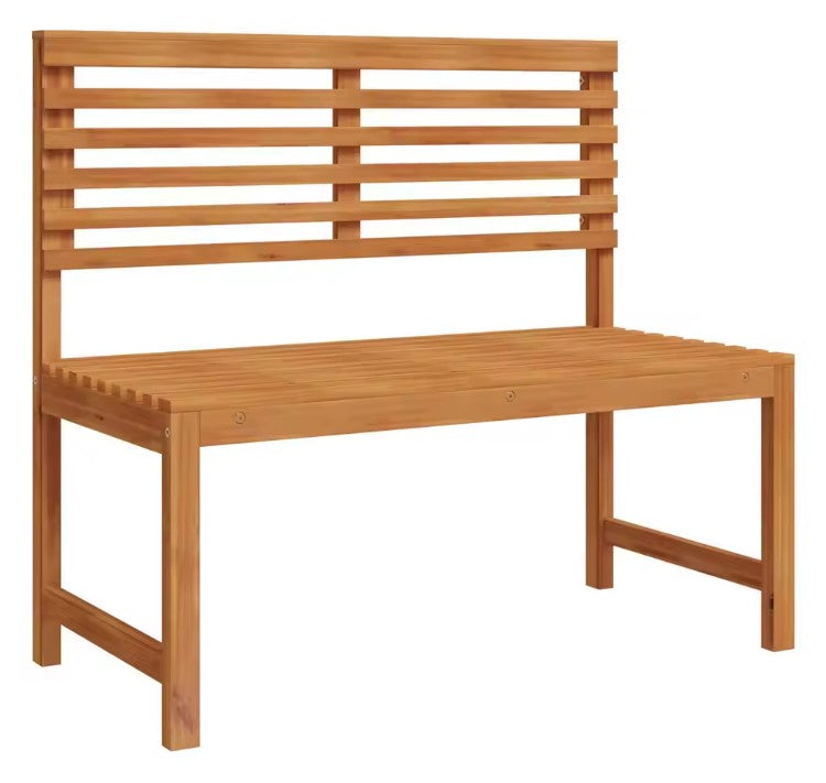 Teakhouten Buitenbank voor 2 Personen – Crème Kussen, Rechthoekig Design & Weerbestendig – 100 cm