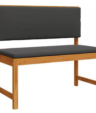 Teakhouten Buitenbank voor 2 Personen – Crème Kussen, Rechthoekig Design & Weerbestendig – 100 cm