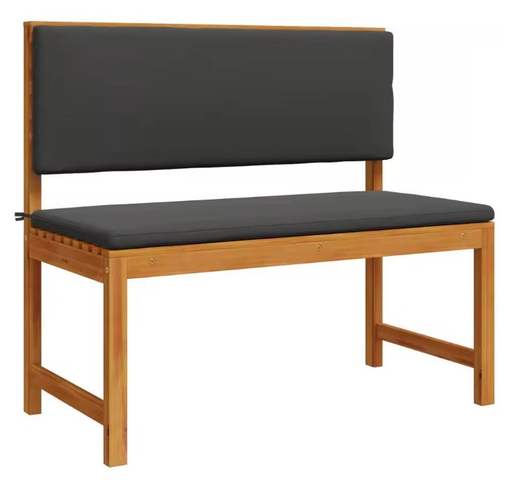 Teakhouten Buitenbank voor 2 Personen – Crème Kussen, Rechthoekig Design & Weerbestendig – 100 cm