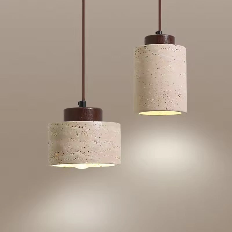 Japanse Wabi-Sabi Hanglamp van Steen – Gele Designer Plafondlamp E27 – Minimalistische Natuursteen Lamp voor Slaapkamer, Woonkamer & Hotel
