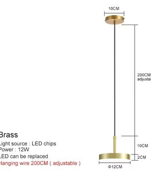 Nordic Moderne LED Hanglamp – Minimalistisch Design met Gouden Lampenkap – Aluminium & Acryl – Verstelbare Kabel – Voor Slaapkamer, Eetkamer & Woonkamer