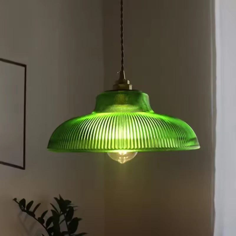 Nordic Houten Glazen Hanglamp – Scandinavisch Vintage Design met Messing Accent – E27 Fitting – Warm Sfeervol Licht