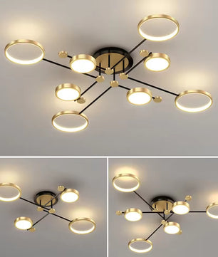 Moderne LED Hanglamp met Afstandsbediening – Dimbaar Goud & Zwart Aluminium Armatuur – Verstelbare Kleurtemperatuur voor Woonkamer, Eetkamer & Keuken