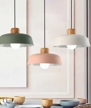 Scandinavische Houten Hanglamp – Moderne Macaron Design Plafondlamp – Massief Hout & Metaal – E27 – Voor Woonkamer, Slaapkamer & Studeerkamer