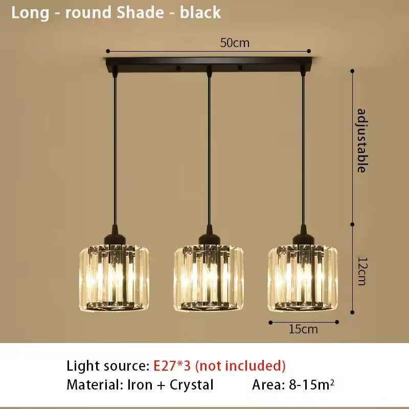 Luxe Kristallen Hanglamp met E27 Fittingen – Moderne Design Plafondlamp met Ronde of Rechthoekige Plafondplaat – Kristallen Pendellamp voor Woonkamer, Eetkamer & Slaapkamer