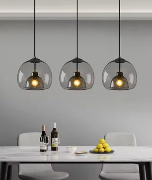 Nordic Glazen Hanglamp – Scandinavisch Minimalistisch Design – Rokerig Grijs Glas – E27 – Voor Keuken, Eetkamer & Woonkamer
