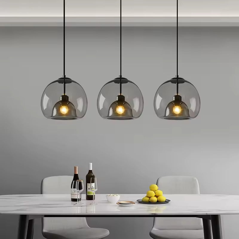 Nordic Glazen Hanglamp – Scandinavisch Minimalistisch Design – Rokerig Grijs Glas – E27 – Voor Keuken, Eetkamer & Woonkamer
