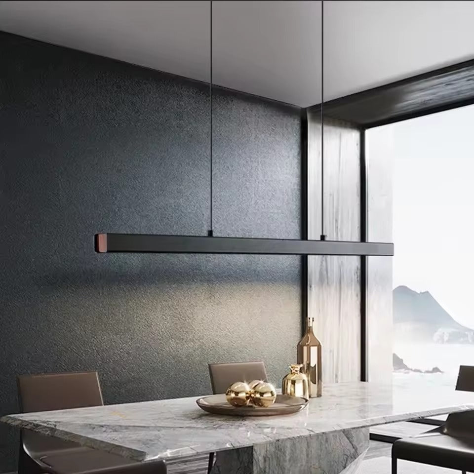 Moderne LED Hanglamp Lineair Design – Minimalistische Lange Kroonluchter van Metaal & Acryl voor Woonkamer, Eetkamer & Kantoor