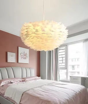 Veren Kroonluchter met Ganzenveren – Scandinavische Design Hanglamp met E27 LED – Luxe & Sfeervolle Verlichting voor Woonkamer, Slaapkamer & Horeca