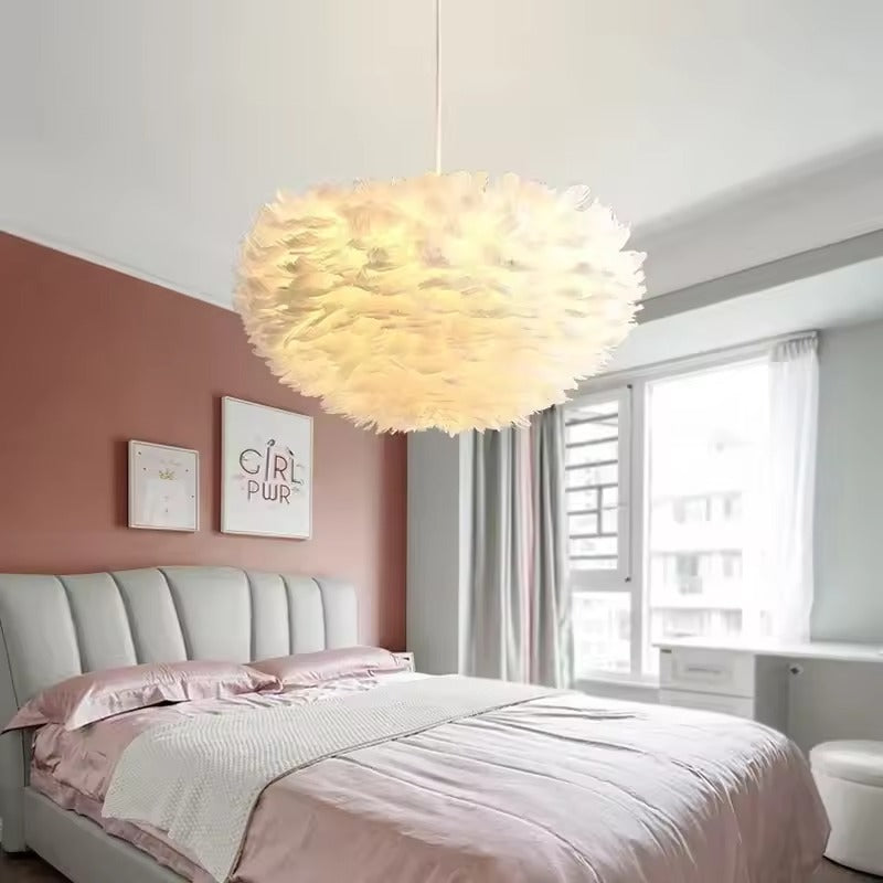Veren Kroonluchter met Ganzenveren – Scandinavische Design Hanglamp met E27 LED – Luxe & Sfeervolle Verlichting voor Woonkamer, Slaapkamer & Horeca