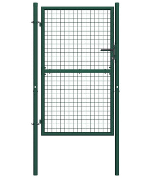 Afsluitbare Tuinpoort van Gepoedercoat Staal – Groen, 100 × 175 cm, Met Palen, Slot & Sleutels, Weer- en Roestbestendig