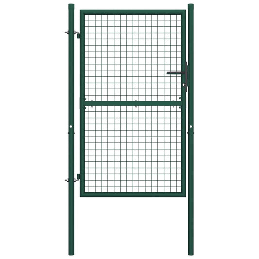 Afsluitbare Tuinpoort van Gepoedercoat Staal – Groen, 100 × 175 cm, Met Palen, Slot & Sleutels, Weer- en Roestbestendig