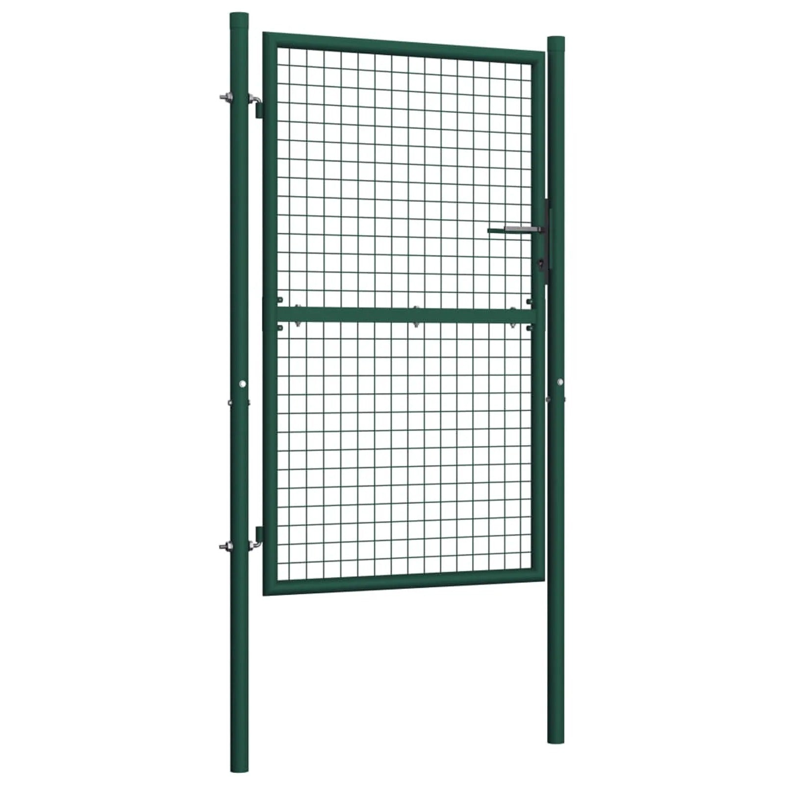 Afsluitbare Tuinpoort van Gepoedercoat Staal – Groen, 100 × 175 cm, Met Palen, Slot & Sleutels, Weer- en Roestbestendig