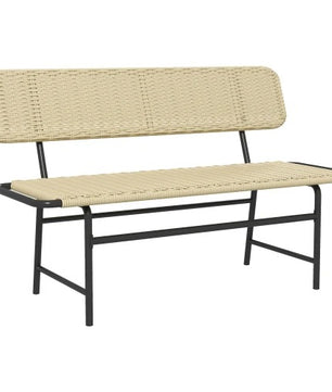 2-Zits Balkonbank zonder Armleuningen – Kaki Tuinbank van Kunststof Rattan met Stalen Frame, Compact & Weerbestendig – Voor Balkon, Terras & Veranda
