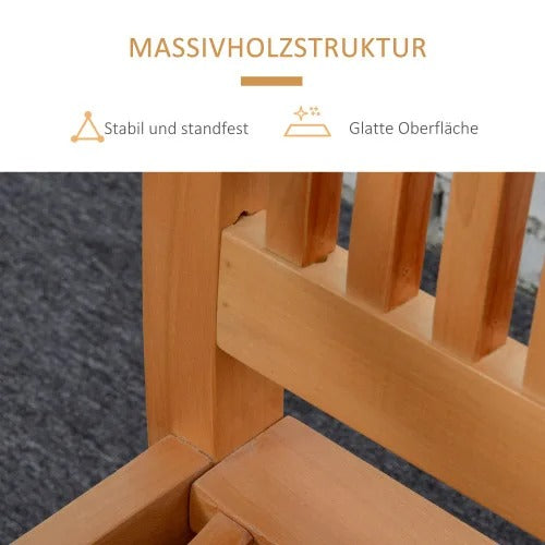 2-zits Tuinbank van Massief Populierenhout – Geel, Met Rugleuning & Ventilerend Lattenontwerp – Draagvermogen 200 kg