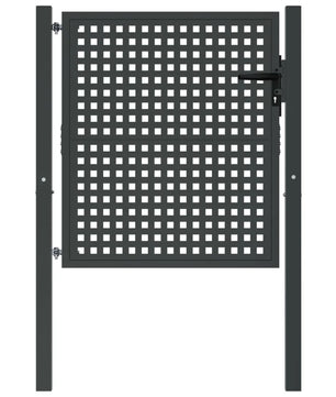 Stalen Tuinpoort met Dicht Gaas – Afsluitbare Binnenplaatsdeur van Verdikt Staal, Rooksteenkool/Antraciet, Verkrijgbaar in 105 × 125 cm en 105 × 150 cm