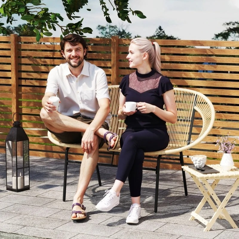 2-Zits Tuinbank van Polyrotan met Rugleuning – Acapulco Stijl, Weerbestendig & Ademend Design, Stalen Frame – Voor Tuin, Terras & Balkon