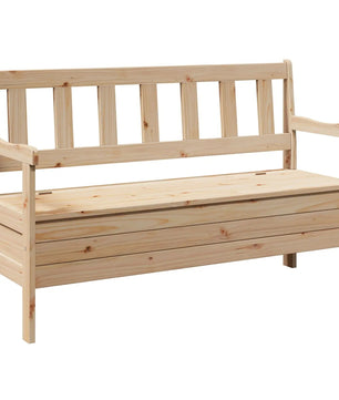 Grenenhouten Tuinbank met Opbergruimte – 3-Zits Buitenbank van Massief Grenen, Landelijk Design & Weerbestendig – Voor Tuin, Balkon & Veranda