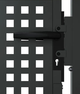 Stalen Tuinpoort met Dicht Gaas – Afsluitbare Binnenplaatsdeur van Verdikt Staal, Rooksteenkool/Antraciet, Verkrijgbaar in 105 × 125 cm en 105 × 150 cm