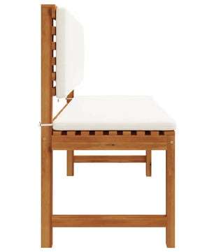 Teakhouten Buitenbank voor 2 Personen – Crème Kussen, Rechthoekig Design & Weerbestendig – 100 cm