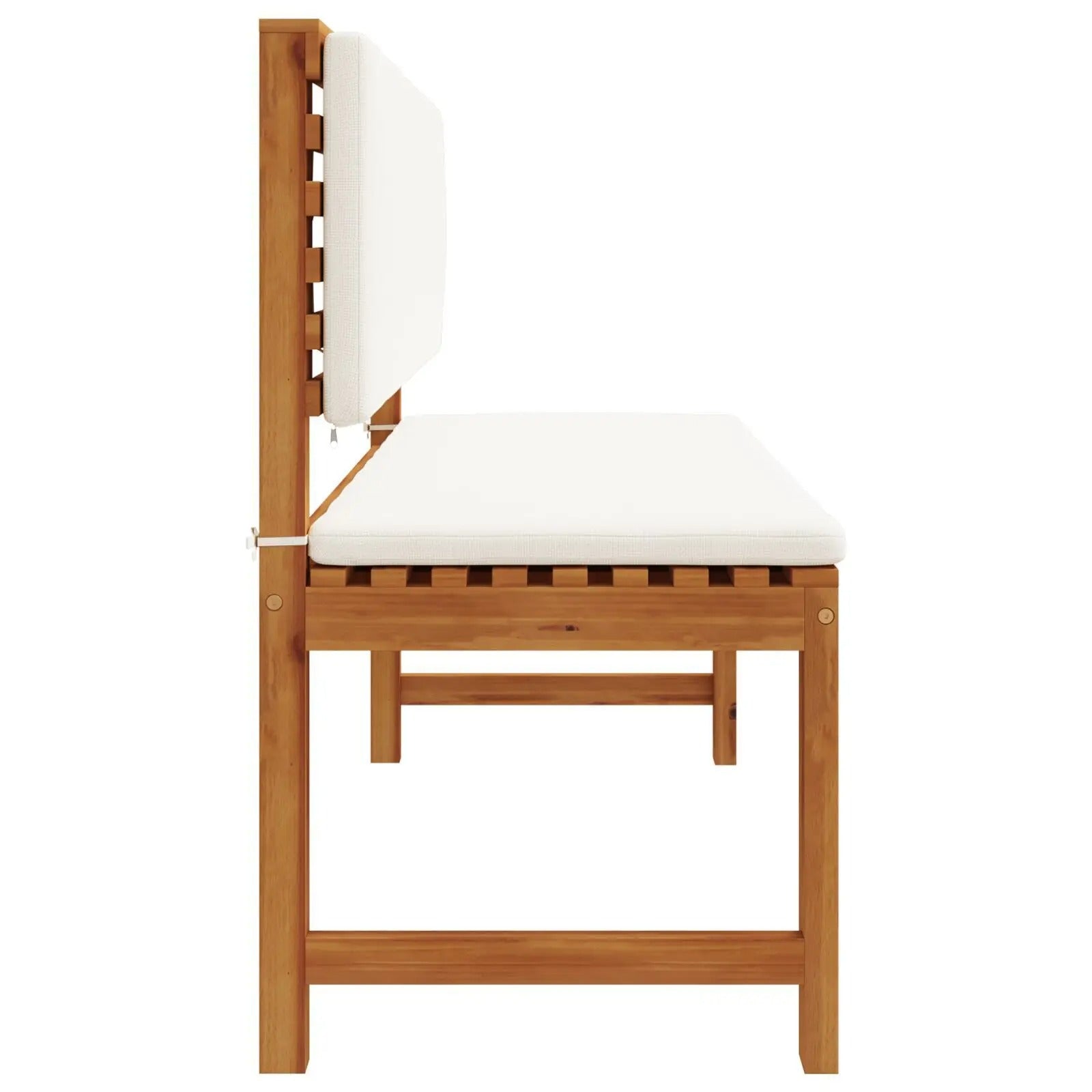 Teakhouten Buitenbank voor 2 Personen – Crème Kussen, Rechthoekig Design & Weerbestendig – 100 cm