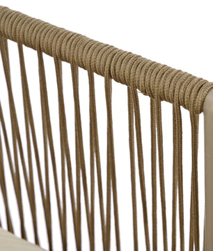 2-Zits Loungeset van Gevlochten Touw – Inclusief Tafel met Gehard Glas & Kussens, Verstelbare Pootjes, Khaki
