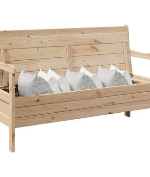 Grenenhouten Tuinbank met Opbergruimte – 3-Zits Buitenbank van Massief Grenen, Landelijk Design & Weerbestendig – Voor Tuin, Balkon & Veranda