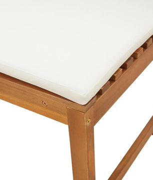 Teakhouten Buitenbank voor 2 Personen – Crème Kussen, Rechthoekig Design & Weerbestendig – 100 cm