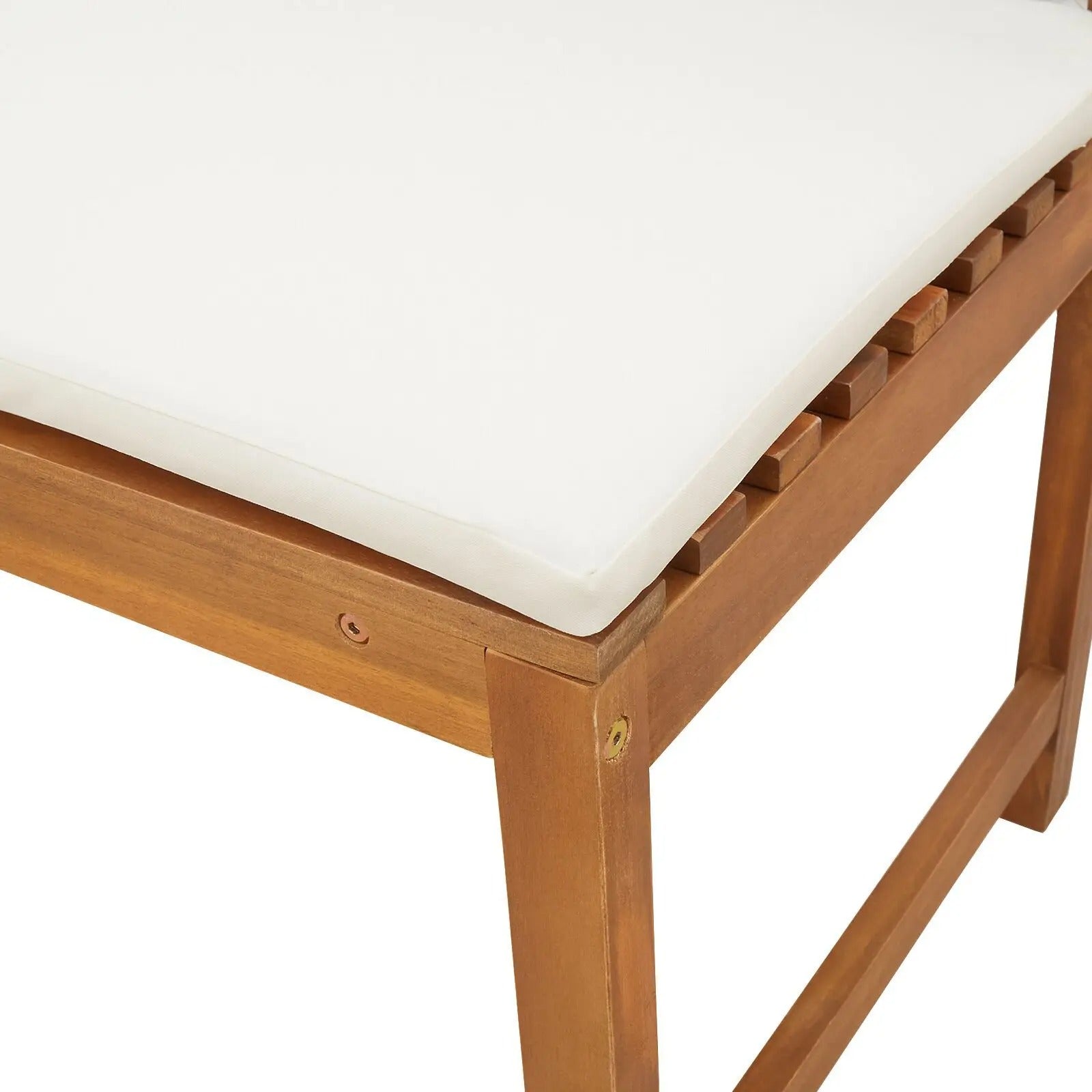 Teakhouten Buitenbank voor 2 Personen – Crème Kussen, Rechthoekig Design & Weerbestendig – 100 cm