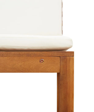 Teakhouten Buitenbank voor 2 Personen – Crème Kussen, Rechthoekig Design & Weerbestendig – 100 cm